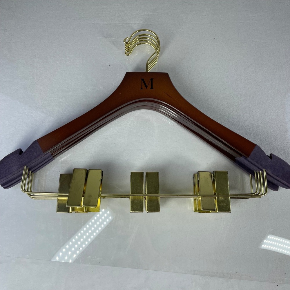 Custom "M" Variety Lot of 93 Luxury Wooden Hanger Project Cherry Brass Velvet